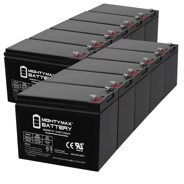 12V 7Ah Battery Replacement for Kidde B15R - 10 Pack, Mighty Max Battery, Mfr#: ML7-12MP10361251275645